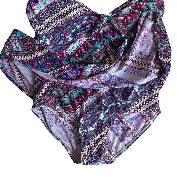 Swimsuits For All Size 18 Underwire Swimdress Paisley Aztec Print Adjustable - Picture 5 of 12